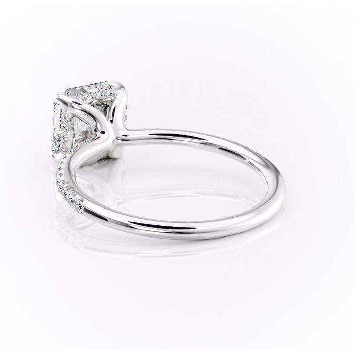 Inel de logodnă Sapphire din aur Alb 14kt cu moissanite tăietură asscher – Montură pavé rafinată pentru profil înalt | Personalizează și configurează gratuit online [4]