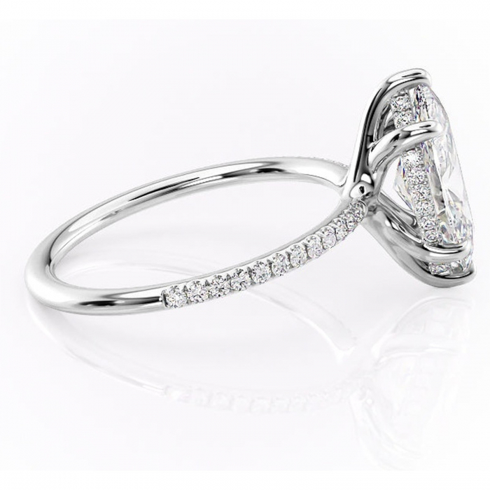 Inel de logodnă Sapphire din aur Alb 14kt cu moissanite tăietură marquise – Montură pavé rafinată pentru profil înalt | Personalizează și configurează gratuit online [2]