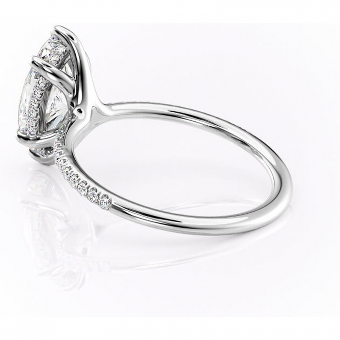 Inel de logodnă Sapphire din aur Alb 14kt cu moissanite tăietură marquise – Montură pavé rafinată pentru profil înalt | Personalizează și configurează gratuit online [5]