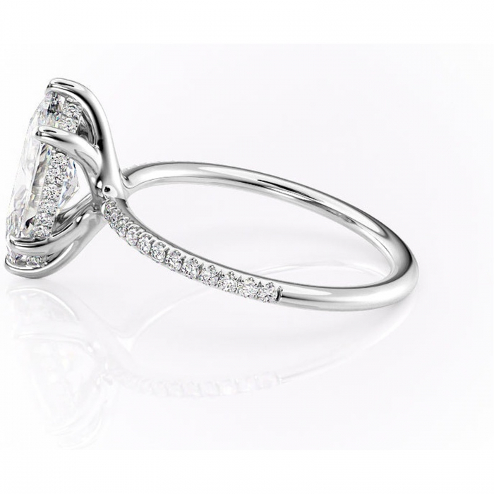 Inel de logodnă Sapphire din aur Alb 14kt cu moissanite tăietură marquise – Montură pavé rafinată pentru profil înalt | Personalizează și configurează gratuit online [6]