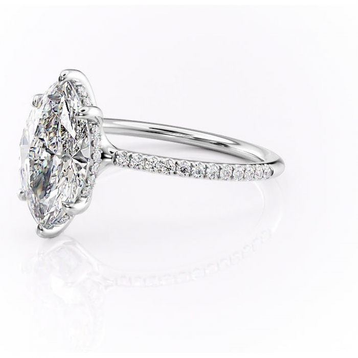 Inel de logodnă Sapphire din aur Alb 14kt cu moissanite tăietură marquise – Montură pavé rafinată pentru profil înalt | Personalizează și configurează gratuit online [7]