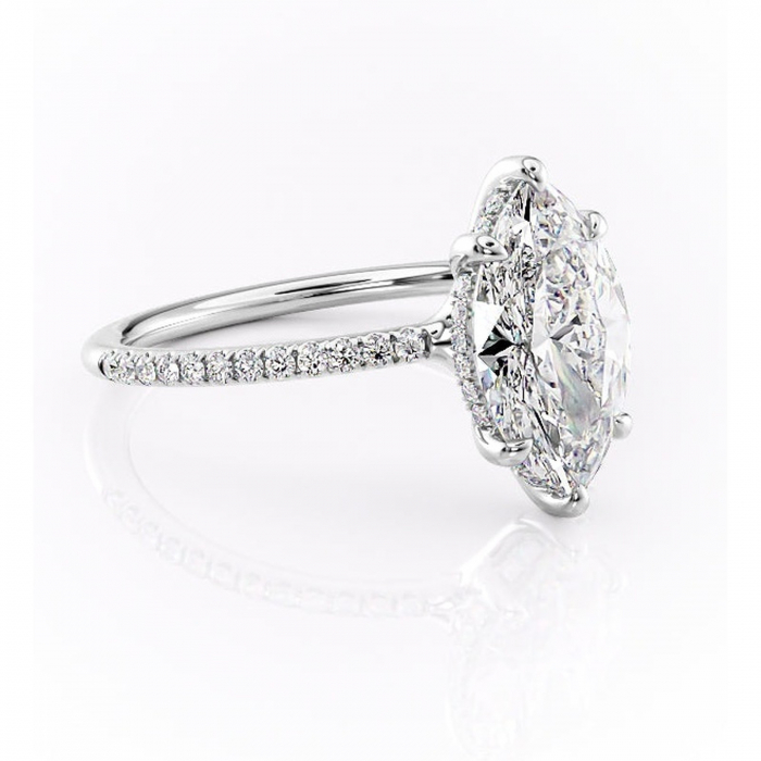 Inel de logodnă Sapphire din aur Alb 14kt cu moissanite tăietură marquise – Montură pavé rafinată pentru profil înalt | Personalizează și configurează gratuit online [1]