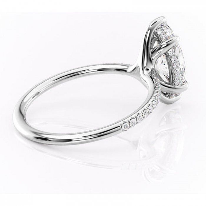 Inel de logodnă Sapphire din aur Alb 14kt cu moissanite tăietură marquise – Montură pavé rafinată pentru profil înalt | Personalizează și configurează gratuit online [3]