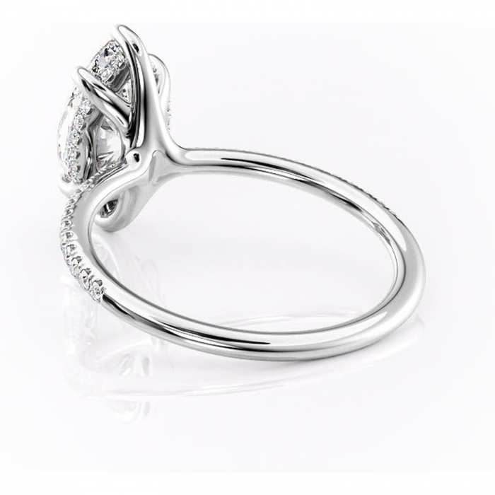 Inel de logodnă Sapphire din aur Alb 14kt cu moissanite tăietură marquise – Montură pavé rafinată pentru profil înalt | Personalizează și configurează gratuit online [4]