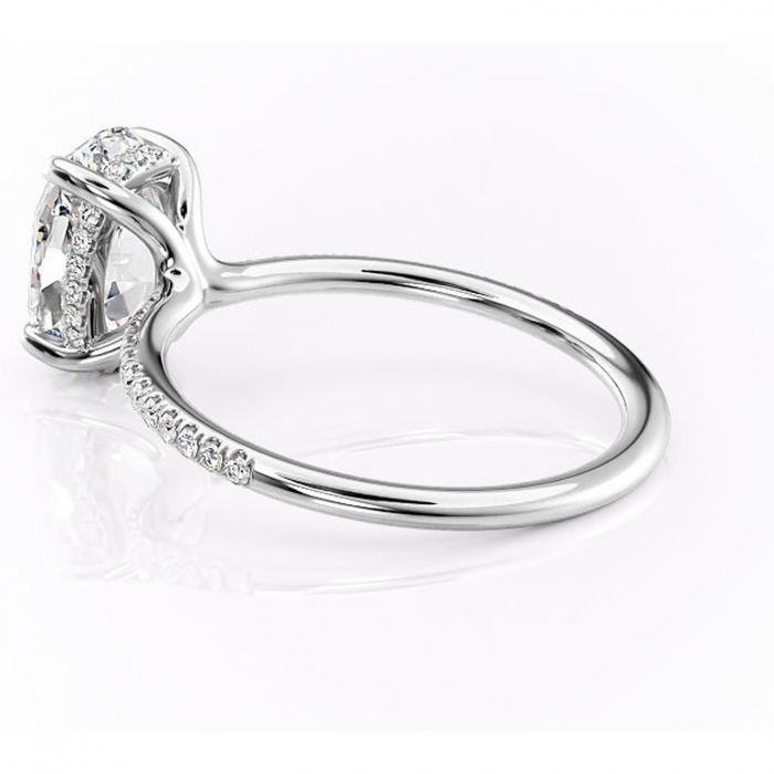 Inel de logodnă Sapphire din aur Alb 14kt cu moissanite tăietură ovală – Montură pavé rafinată pentru profil înalt | Personalizează și configurează gratuit online [5]