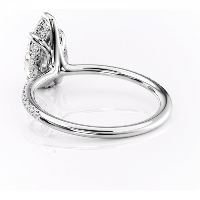 Inel de logodnă Sapphire din aur Alb 14kt cu moissanite tăietură pară – Montură pavé rafinată pentru profil înalt | Personalizează și configurează gratuit online [4]