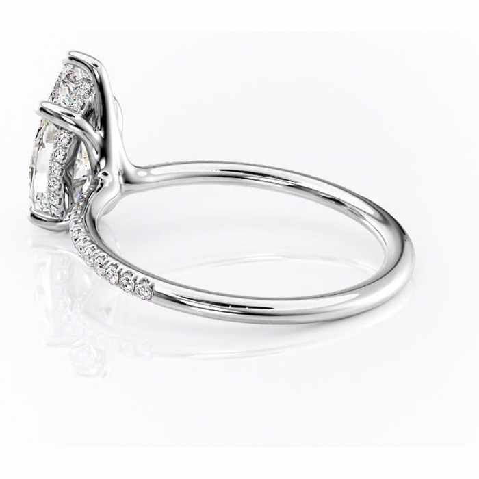 Inel de logodnă Sapphire din aur Alb 14kt cu moissanite tăietură pară – Montură pavé rafinată pentru profil înalt | Personalizează și configurează gratuit online [5]