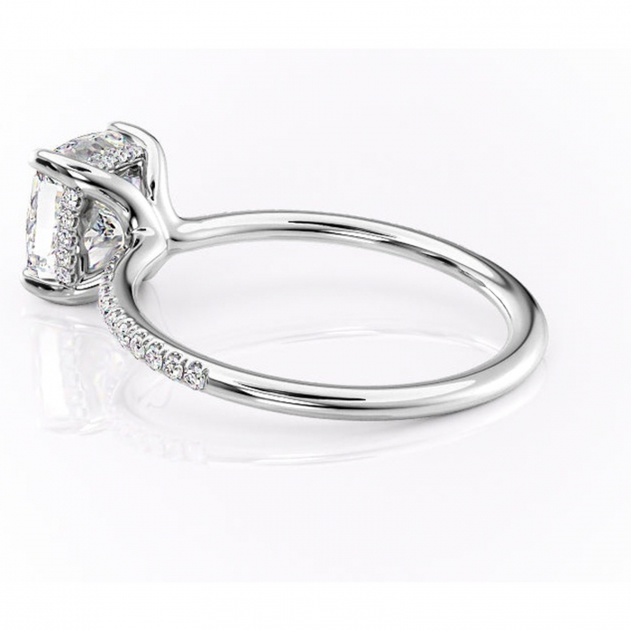Inel de logodnă Sapphire din aur Alb 14kt cu moissanite tăietură pernă – Montură pavé rafinată pentru profil înalt | Personalizează și configurează gratuit online [5]