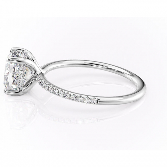 Inel de logodnă Sapphire din aur Alb 14kt cu moissanite tăietură pernă – Montură pavé rafinată pentru profil înalt | Personalizează și configurează gratuit online [6]