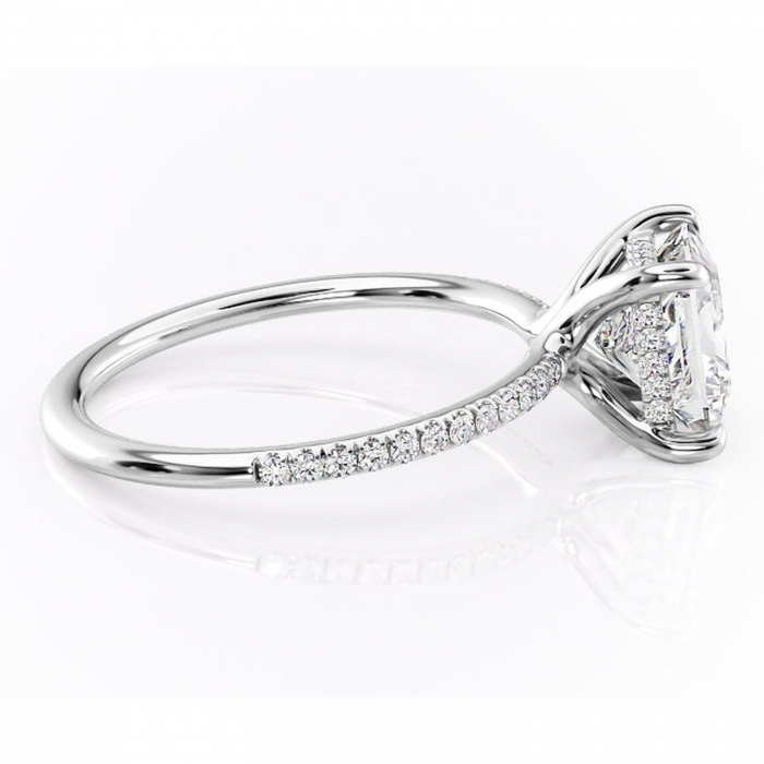 Inel de logodnă Sapphire din aur Alb 14kt cu moissanite tăietură princess – Montură pavé rafinată pentru profil înalt | Personalizează și configurează gratuit online [2]