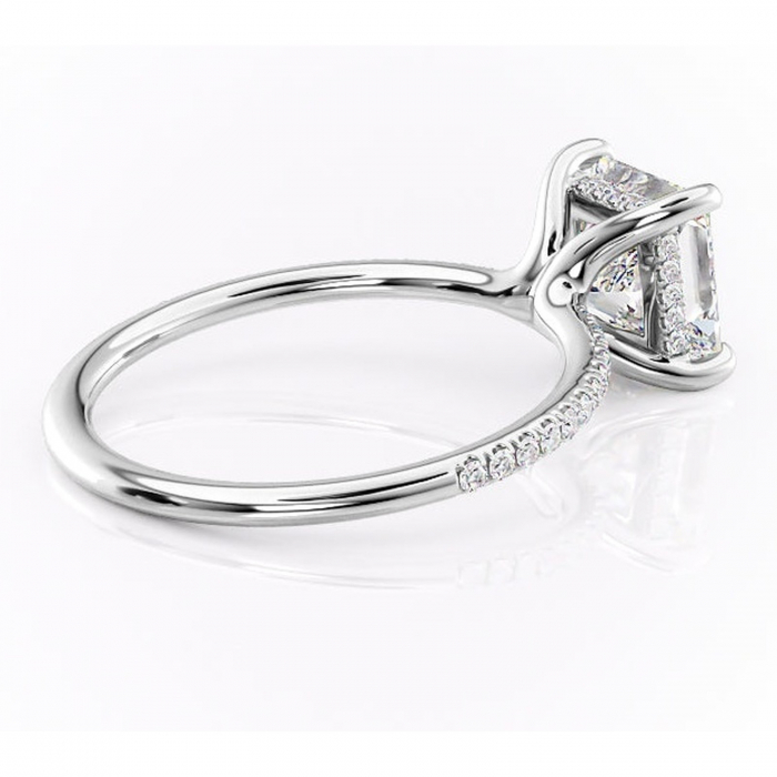 Inel de logodnă Sapphire din aur Alb 14kt cu moissanite tăietură princess – Montură pavé rafinată pentru profil înalt | Personalizează și configurează gratuit online [3]