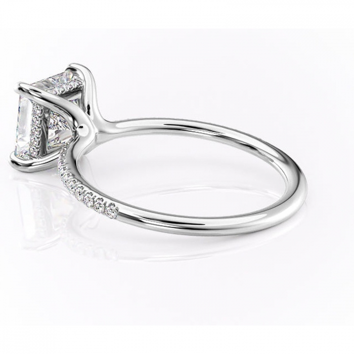 Inel de logodnă Sapphire din aur Alb 14kt cu moissanite tăietură princess – Montură pavé rafinată pentru profil înalt | Personalizează și configurează gratuit online [5]