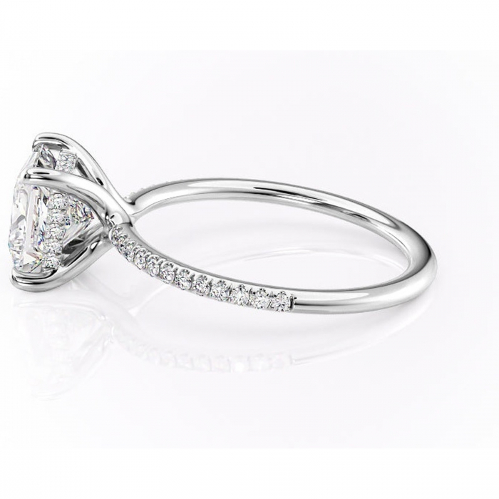 Inel de logodnă Sapphire din aur Alb 14kt cu moissanite tăietură princess – Montură pavé rafinată pentru profil înalt | Personalizează și configurează gratuit online [6]