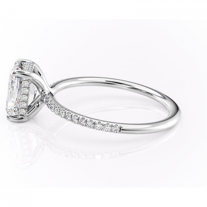 Inel de logodnă Sapphire din aur Alb 18kt cu moissanite tăietură radiantă – Montură pavé rafinată pentru profil înalt | Personalizează și configurează gratuit online [6]