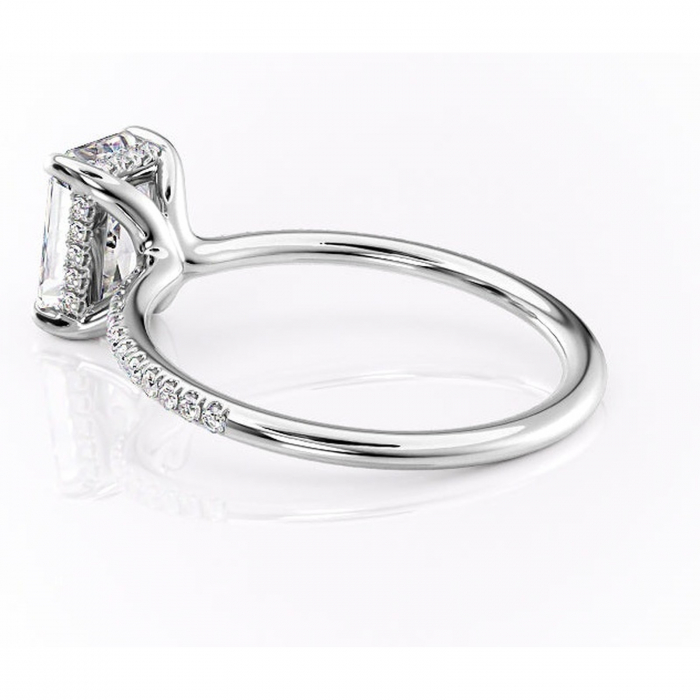 Inel de logodnă Sapphire din aur Alb 18kt cu moissanite tăietură radiantă – Montură pavé rafinată pentru profil înalt | Personalizează și configurează gratuit online [5]