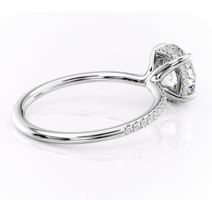 Inel de logodnă Sapphire din aur Alb 14kt cu moissanite tăietură rotundă – Montură pavé rafinată pentru profil înalt | Personalizează și configurează gratuit online [3]