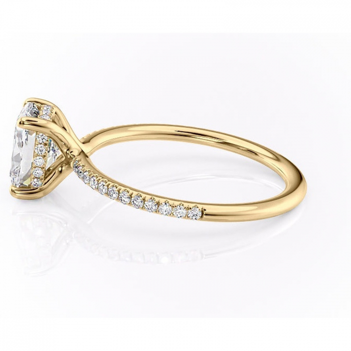 Inel de logodnă Sapphire din aur Galben 14kt cu moissanite tăietură asscher – Montură pavé rafinată pentru profil înalt | Personalizează și configurează gratuit online [6]