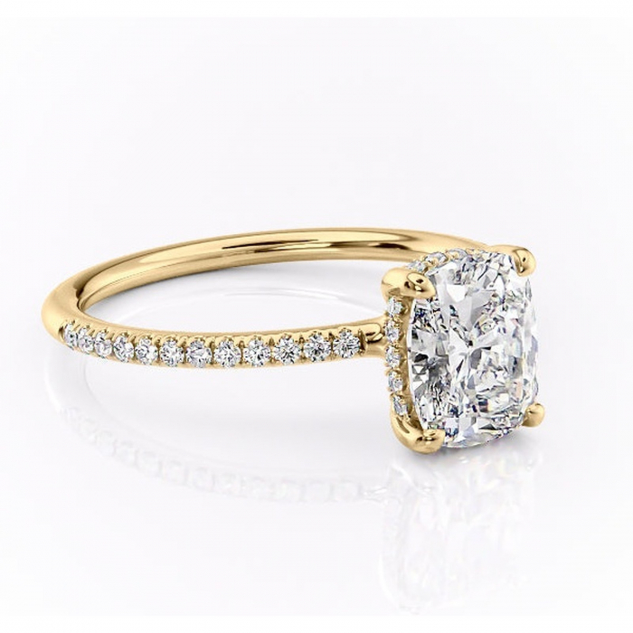 Inel de logodnă Sapphire din aur Galben 14kt cu moissanite tăietură asscher – Montură pavé rafinată pentru profil înalt | Personalizează și configurează gratuit online [1]