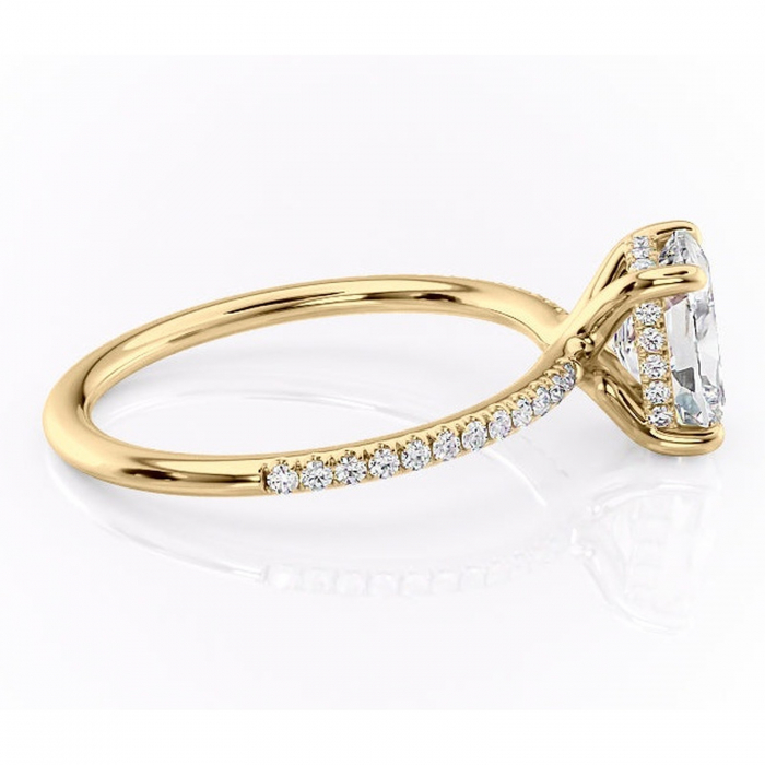 Inel de logodnă Sapphire din aur Galben 14kt cu moissanite tăietură asscher – Montură pavé rafinată pentru profil înalt | Personalizează și configurează gratuit online [2]