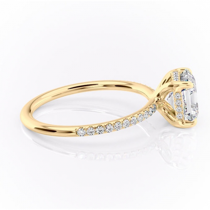 Inel de logodnă Sapphire din aur Galben 18kt cu moissanite tăietură asscher – Montură pavé rafinată pentru profil înalt | Personalizează și configurează gratuit online [2]
