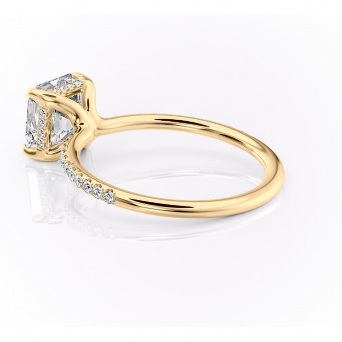Inel de logodnă Sapphire din aur Galben 18kt cu moissanite tăietură asscher – Montură pavé rafinată pentru profil înalt | Personalizează și configurează gratuit online [5]