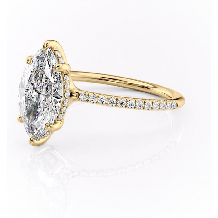 Inel de logodnă Sapphire din aur Galben 14kt cu moissanite tăietură marquise – Montură pavé rafinată pentru profil înalt | Personalizează și configurează gratuit online [7]