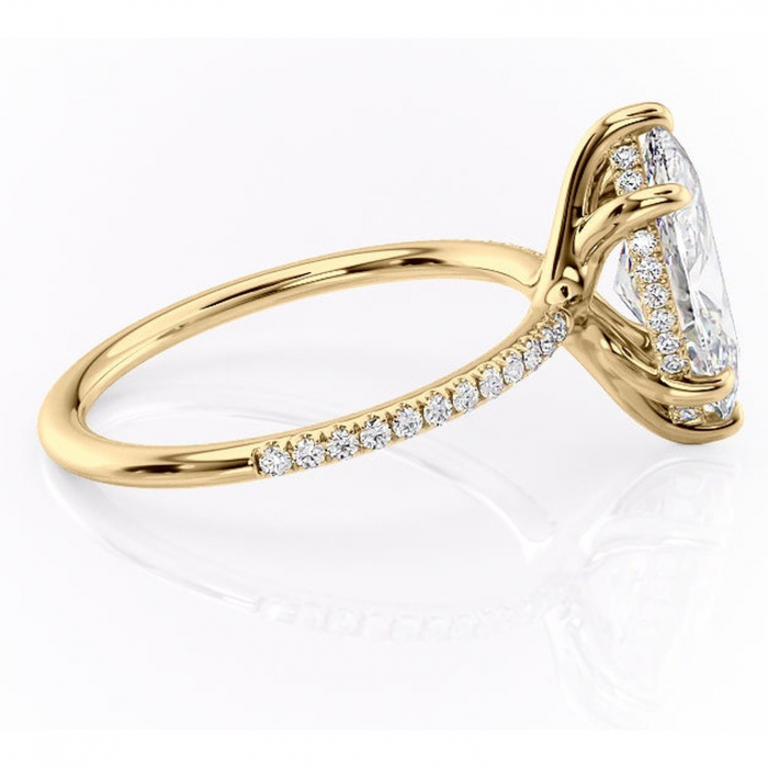 Inel de logodnă Sapphire din aur Galben 14kt cu moissanite tăietură marquise – Montură pavé rafinată pentru profil înalt | Personalizează și configurează gratuit online [2]