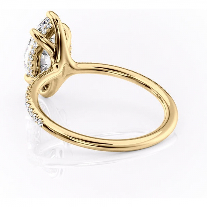 Inel de logodnă Sapphire din aur Galben 14kt cu moissanite tăietură marquise – Montură pavé rafinată pentru profil înalt | Personalizează și configurează gratuit online [4]