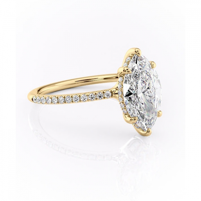 Inel de logodnă Sapphire din aur Galben 14kt cu moissanite tăietură marquise – Montură pavé rafinată pentru profil înalt | Personalizează și configurează gratuit online [1]