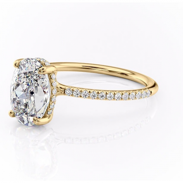Inel de logodnă Sapphire din aur Galben 18kt cu moissanite tăietură ovală – Montură pavé rafinată pentru profil înalt | Personalizează și configurează gratuit online [7]