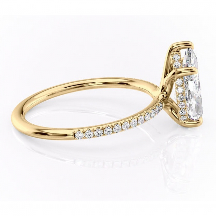 Inel de logodnă Sapphire din aur Galben 18kt cu moissanite tăietură pară – Montură pavé rafinată pentru profil înalt | Personalizează și configurează gratuit online [2]