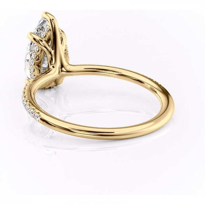 Inel de logodnă Sapphire din aur Galben 18kt cu moissanite tăietură pară – Montură pavé rafinată pentru profil înalt | Personalizează și configurează gratuit online [4]