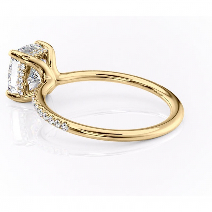 Inel de logodnă Sapphire din aur Galben 18kt cu moissanite tăietură pernă – Montură pavé rafinată pentru profil înalt | Personalizează și configurează gratuit online [5]