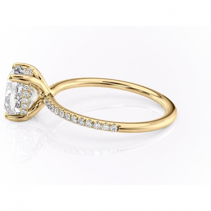 Inel de logodnă Sapphire din aur Galben 18kt cu moissanite tăietură pernă – Montură pavé rafinată pentru profil înalt | Personalizează și configurează gratuit online [6]