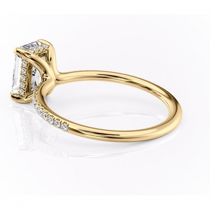 Inel de logodnă Sapphire din aur Galben 14kt cu moissanite tăietură radiantă – Montură pavé rafinată pentru profil înalt | Personalizează și configurează gratuit online [5]