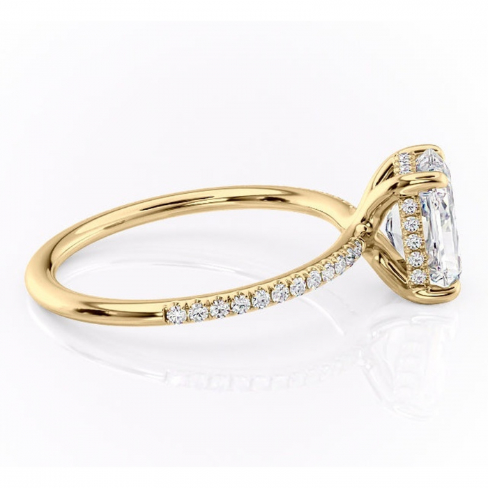 Inel de logodnă Sapphire din aur Galben 14kt cu moissanite tăietură radiantă – Montură pavé rafinată pentru profil înalt | Personalizează și configurează gratuit online [2]