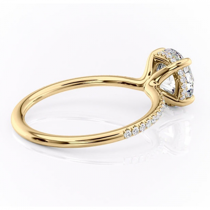 Inel de logodnă Sapphire din aur Galben 14kt cu moissanite tăietură rotundă – Montură pavé rafinată pentru profil înalt | Personalizează și configurează gratuit online [3]