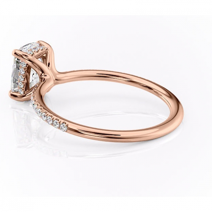 Inel de logodnă Sapphire din aur Rose 14kt cu moissanite tăietură asscher – Montură pavé rafinată pentru profil înalt | Personalizează și configurează gratuit online [5]
