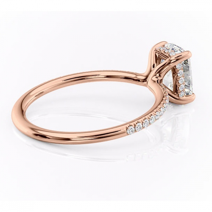 Inel de logodnă Sapphire din aur Rose 14kt cu moissanite tăietură asscher – Montură pavé rafinată pentru profil înalt | Personalizează și configurează gratuit online [3]