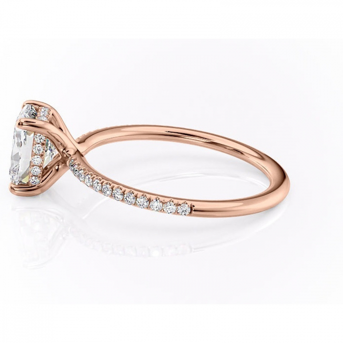 Inel de logodnă Sapphire din aur Rose 14kt cu moissanite tăietură asscher – Montură pavé rafinată pentru profil înalt | Personalizează și configurează gratuit online [6]
