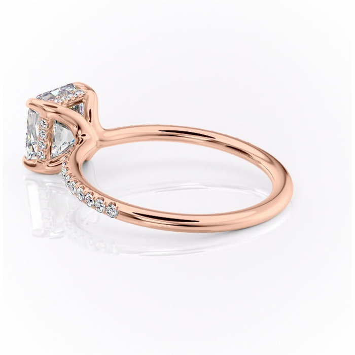 Inel de logodnă Sapphire din aur Rose 18kt cu moissanite tăietură asscher – Montură pavé rafinată pentru profil înalt | Personalizează și configurează gratuit online [5]