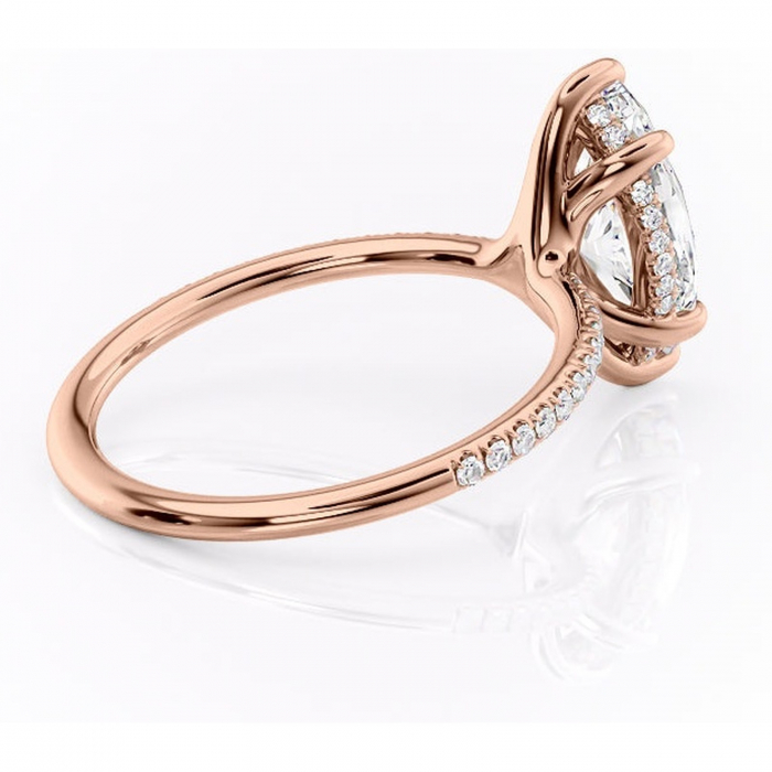 Inel de logodnă Sapphire din aur Rose 14kt cu moissanite tăietură marquise – Montură pavé rafinată pentru profil înalt | Personalizează și configurează gratuit online [3]