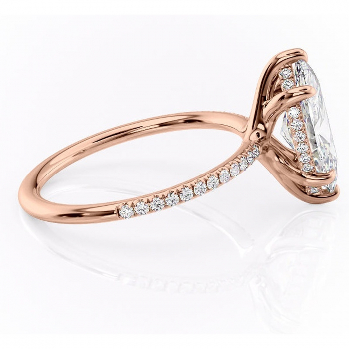 Inel de logodnă Sapphire din aur Rose 14kt cu moissanite tăietură marquise – Montură pavé rafinată pentru profil înalt | Personalizează și configurează gratuit online [2]