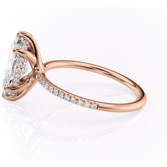 Inel de logodnă Sapphire din aur Rose 14kt cu moissanite tăietură marquise – Montură pavé rafinată pentru profil înalt | Personalizează și configurează gratuit online [6]