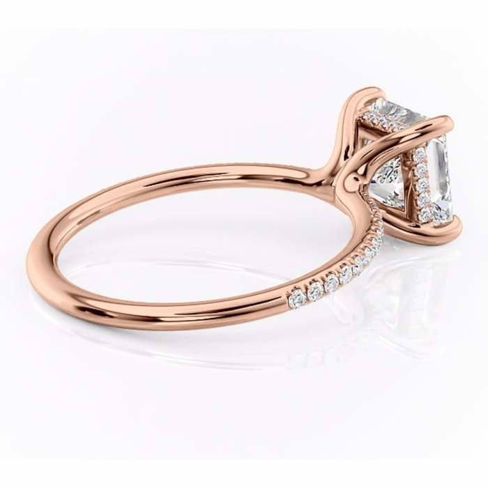 Inel de logodnă Sapphire din aur Rose 18kt cu moissanite tăietură princess – Montură pavé rafinată pentru profil înalt | Personalizează și configurează gratuit online [3]