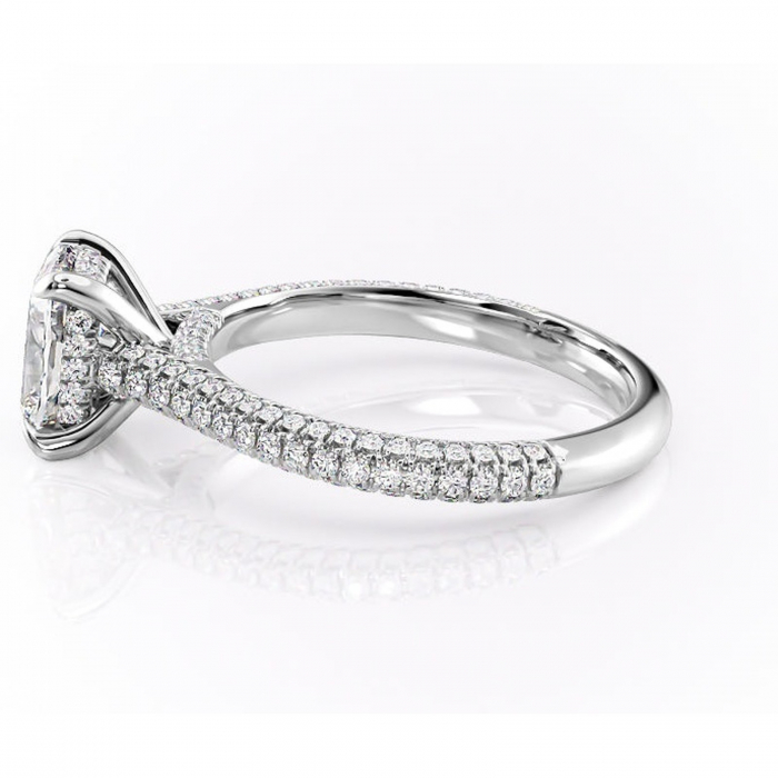 Inel de logodnă Seraphina din aur Alb 14kt cu moissanite tăietură asscher – Montură pavé rafinată pentru profil înalt | Personalizează și configurează gratuit online [6]