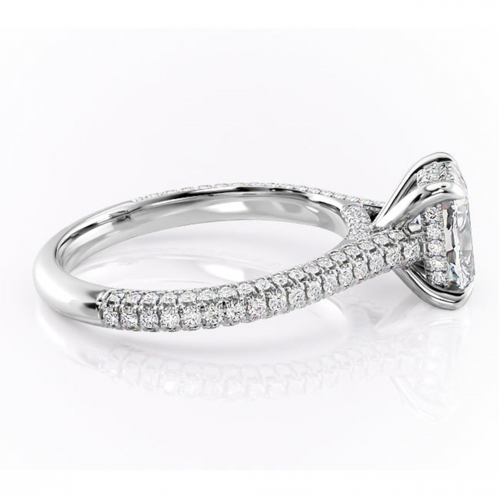 Inel de logodnă Seraphina din aur Alb 14kt cu moissanite tăietură asscher – Montură pavé rafinată pentru profil înalt | Personalizează și configurează gratuit online [2]