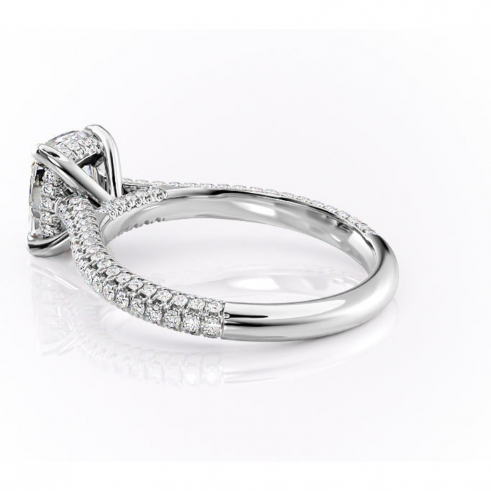 Inel de logodnă Seraphina din aur Alb 14kt cu moissanite tăietură asscher – Montură pavé rafinată pentru profil înalt | Personalizează și configurează gratuit online [5]