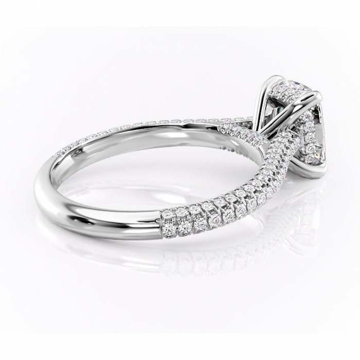 Inel de logodnă Seraphina din aur Alb 14kt cu moissanite tăietură asscher – Montură pavé rafinată pentru profil înalt | Personalizează și configurează gratuit online [3]