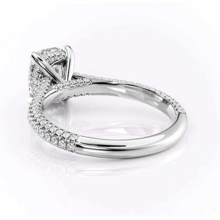 Inel de logodnă Seraphina din aur Alb 14kt cu moissanite tăietură asscher – Montură pavé rafinată pentru profil înalt | Personalizează și configurează gratuit online [4]